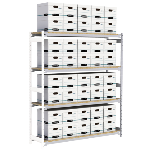 &eacute;tag&egrave;re-classeur de grande largeur, Acier, 4 Tablettes, 72" la x 18" p x 84" h, Ensemble Ajout Action Paper