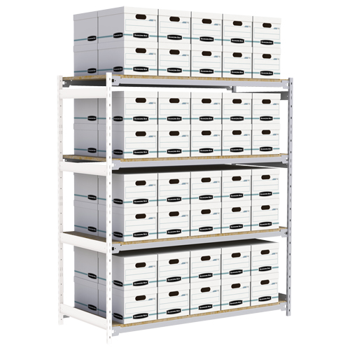 &eacute;tag&egrave;re-classeur de grande largeur, Acier, 4 Tablettes, 72" la x 32" p x 84" h, Ensemble Ajout Action Paper