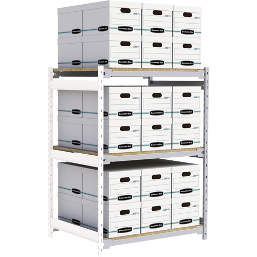 Wide Span Record Storage Shelving, Steel, 3 Shelves, 42" W x 32" D x 60" H, Add-On Kit Action Paper