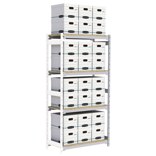 &eacute;tag&egrave;re-classeur de grande largeur, Acier, 4 Tablettes, 42" la x 18" p x 84" h, Ensemble Ajout Action Paper