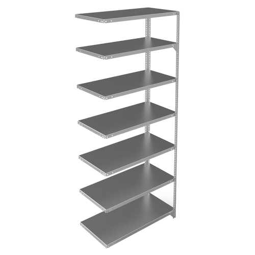 Shelving Unit, Galvanized Steel, Slotted Angle, 400 lbs. Capacity, 36" W x 84" H x 18" D Action Paper