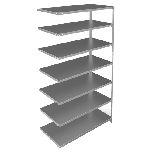 Shelving Unit, Galvanized Steel, Slotted Angle, 275 lbs. Capacity, 48" W x 84" H x 24" D Action Paper