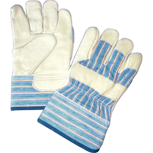 Lined Gloves, One Size, Grain Cowhide Palm, Cotton Fleece Inner Lining Action Paper