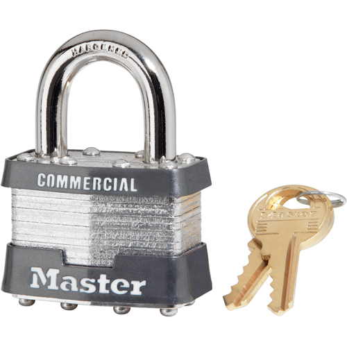 Commercial Padlocks, Keyed Different, Laminated Steel, 1-9/16" Width Action Paper