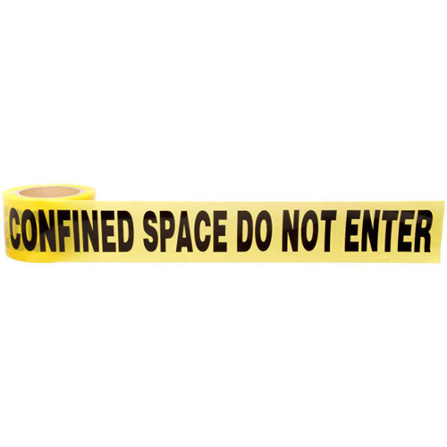 Barricade Tape, English, 3" W x 1000' L, 3 mils, Black on Yellow Action Paper