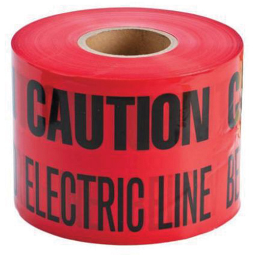 Ruban d'avertissement de danger souterrain Buried Electric Line Identoline, 6" la x 1000' lo, Noir/rouge Action Paper