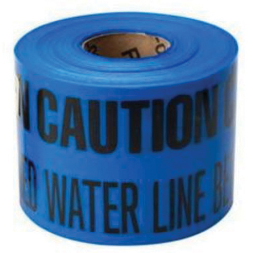 "Buried Water Line" Identoline&reg; Underground Warning Tape, 6" W x 1000' L, Black on Blue Action Paper