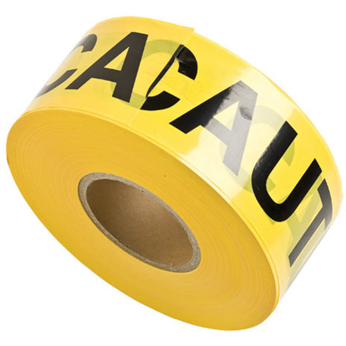 Rubans pour barricades, Anglais, 3" la x 1000' lo, 3 mils, Noir sur jaune Action Paper