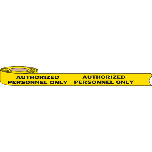 Rubans pour barricades, Anglais, 3" la x 1000' lo, 2 mils, Noir sur jaune Action Paper