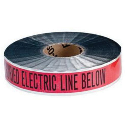 Ruban d'avertissement de danger souterrain Electric Line Identoline, 2" la x 1000' lo, Noir/rouge Action Paper