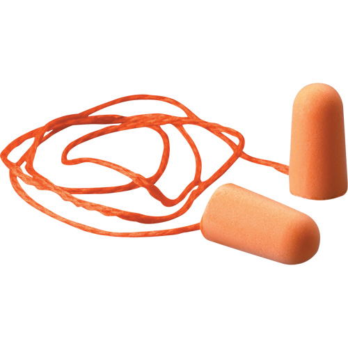 Bouchons d'oreilles en mousse E-A-R, Paire - Sac en poly, Avec cordon Action Paper