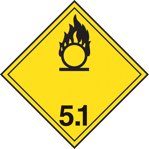 TDG Shipping Labels, Class 5.1, Oxidizing Substances, Vinyl Action Paper