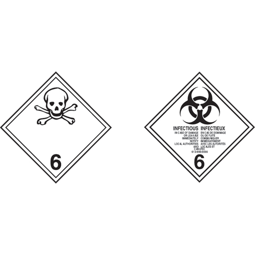 TDG Shipping Labels, Class 6.1, Toxic Substances, Vinyl Action Paper