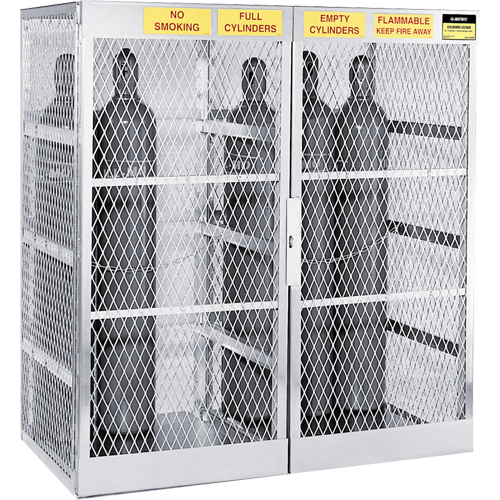 Aluminum LPG Cylinder Locker Storage, 20 Cylinder Capacity, 60" W x 32" D x 65" H, Silver Action Paper