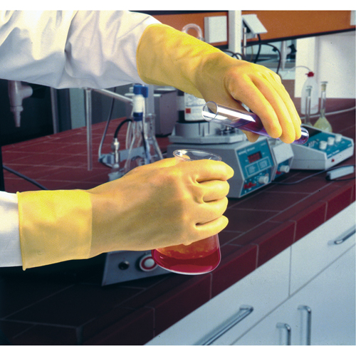 Featherweight Plus Gloves, Size Small/7, 13" L, Rubber Latex, 17-mil Action Paper