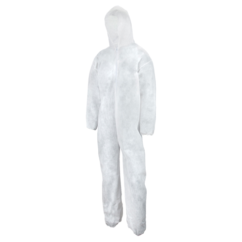 Heavy Weight Coveralls, Medium, White, Polypropylene Action Paper
