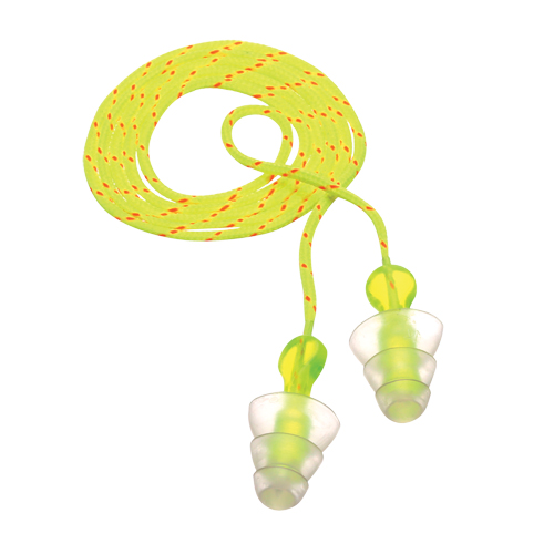 E-A-R Tri-Flange Reusable Earplugs, Corded, Bulk - Polybag, 26 dB NRR, One-Size Action Paper