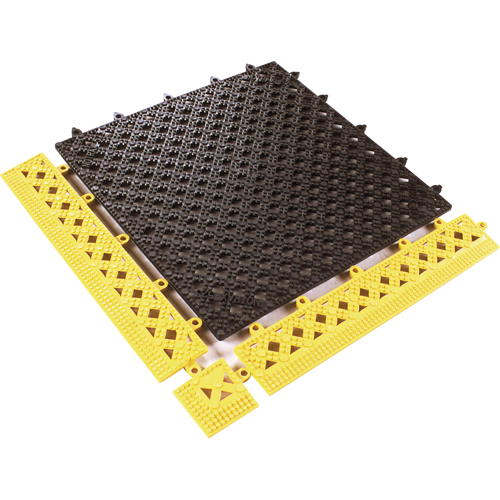 TAPIS MODULAIRE LOK-TYLE 12"X12" JAUNE NOIR, Vinyle, 1' la c, 1' lo, 9/16" &eacute;paisseur, Noir Action Paper