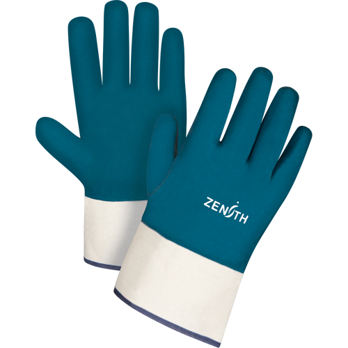 Heavyweight Safety Cuff Gloves, 11/2X-Large, Nitrile Coating, Cotton Shell Action Paper