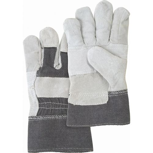 Gants d'ajusteur &agrave; paume renforc&eacute;e d'usage standard, Grand, Paume en Cuir de vache refendu, Doublure en Coton Action Paper