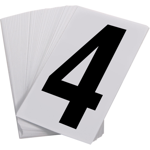 Num&eacute;ros autocollants, 4, 3-1/2" h, Noir sur blanc Action Paper