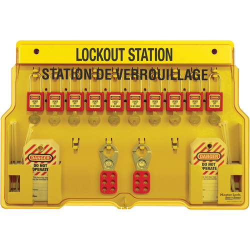 Stations de verrouillage, Cadenas Thermoplastique, Capacit&eacute; de 10, Cadenas Compris Action Paper
