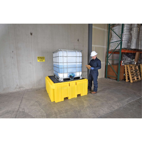 IBC Spill Pallet Plus&reg; Without Drain, 365 US gal. Spill Capacity, 62" x 62" x 28" Action Paper