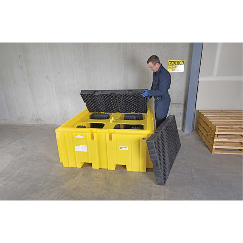 IBC Spill Pallet Plus&reg; Without Drain, 365 US gal. Spill Capacity, 62" x 62" x 28" Action Paper