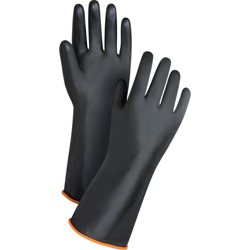 Heavyweight Chemical-Handling Gloves, Size Large/9, 14" L, Rubber Latex, 30-mil Action Paper