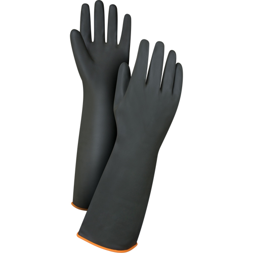 Heavyweight Chemical-Handling Gloves, Size Large/9, 18" L, Rubber Latex, 30-mil Action Paper