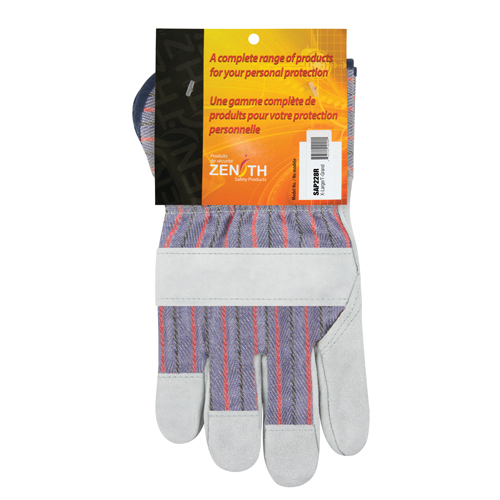 Rugged Fitters Gloves, X-Large, Split Cowhide Palm, Cotton Inner Lining Action Paper