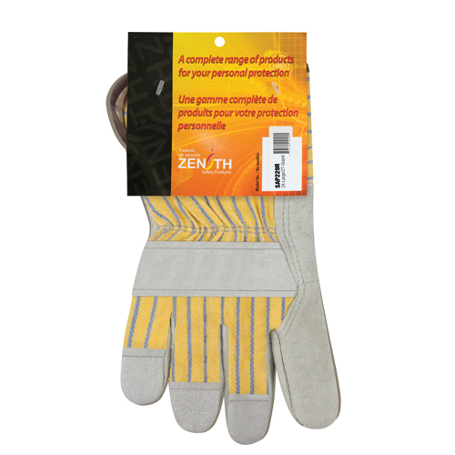 Gants d'ajusteur de qualit&eacute; sup&eacute;rieure, 2T-Grand, Paume en Cuir de vache refendu, Doublure en Coton Action Paper
