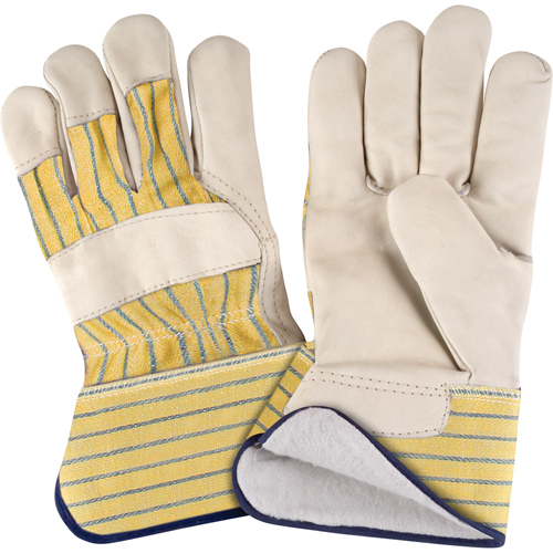 Abrasion-Resistant Winter-Lined Fitters Gloves, X-Large, Grain Cowhide Palm, Cotton Fleece Inner Lining Action Paper
