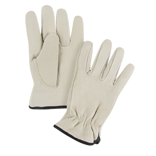 Winter-Lined Driver's Gloves, Small, Grain Cowhide Palm, Fleece Inner Lining Action Paper