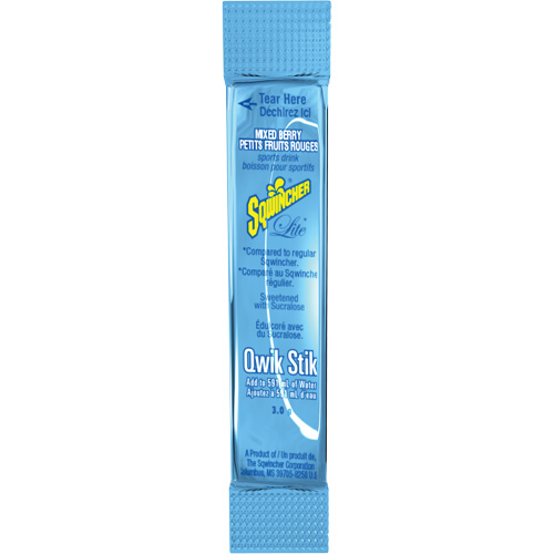 Sqwincher&reg; ZERO&reg; Qwik Stik Rehydration Drink, Powder, Mixed Berry Action Paper