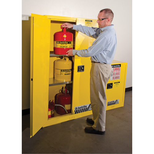 Armoires Sure-Grip EX pour produits inflammables, 45 gal., 2 Porte(s), 43" La x 65" h x 18" p Action Paper