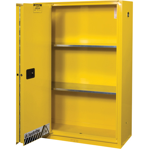 Armoires Sure-Grip EX pour produits inflammables, 45 gal., 1 Porte(s), 43" La x 65" h x 18" p Action Paper