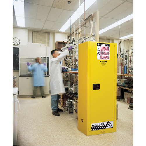 Sure-Grip&reg; EX Slimline Flammable Safety Cabinet, 22 gal., 1 Door, 23.25" W x 65" H x 18" D Action Paper