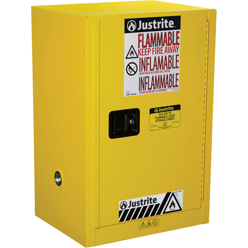 Sure-Grip&reg; EX Compac Flammable Safety Cabinet, 12 gal., 1 Door, 23.25" W x 35" H x 18" D Action Paper