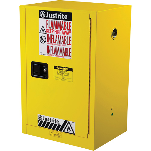 Sure-Grip&reg; EX Compac Flammable Safety Cabinet, 12 gal., 1 Door, 23.25" W x 35" H x 18" D Action Paper