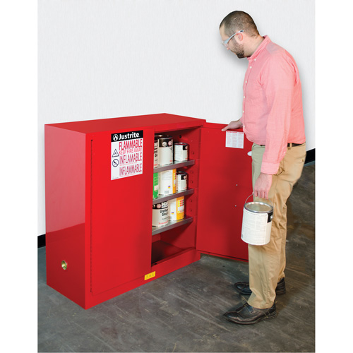 Armoire de s&eacute;curit&eacute; pour la peinture et les encres combustibles EX Sure-Grip, 40 gal., 3 tablettes Action Paper