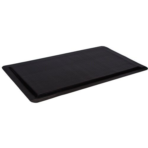 Ergo-Ease Mats, Ribbed, 2' x 10' x 7/8", Black, Rubber/Sponge Action Paper