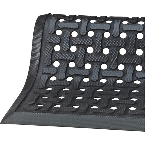 Comfort Flow Mats, Slotted, 2-83/100' x 9-1/12' x 3/8", Black, Nitrile Action Paper