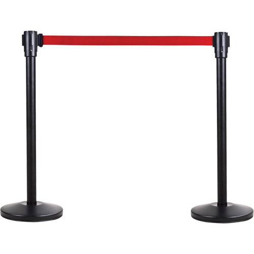 Poteau r&eacute;cepteur pour barri&egrave;res sur pieds pour le contr&ocirc;le des foules, Hauteur de 35", Noir Action Paper