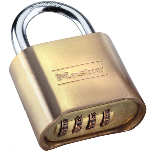 Combination Padlock, Silver, Brass Coating, 2" Width Action Paper