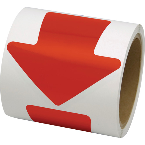 D&eacute;calcomanie en couleur pour le marquage des planchers, Fl&egrave;che, 4" lo x 4" la, Rouge, Vinyle Action Paper