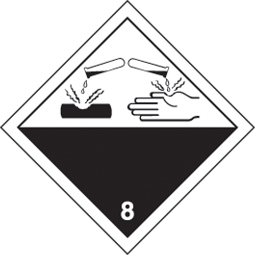 TDG Shipping Labels, Class 8, Corrosives, Vinyl Action Paper