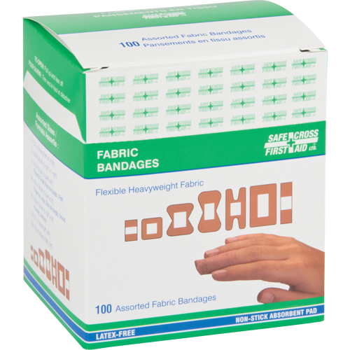 Bandages, Assorted, Fabric, Sterile Action Paper