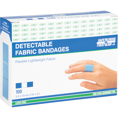 Bandages, Rectangular/Square, 3", Fabric Metal Detectable, Sterile Action Paper