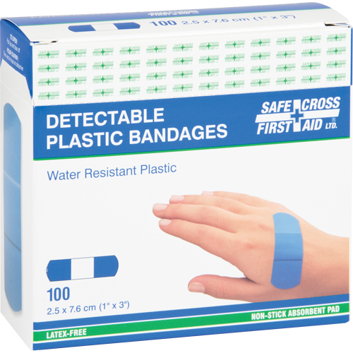 Bandages, Rectangular/Square, 3", Plastic Metal Detectable, Sterile Action Paper